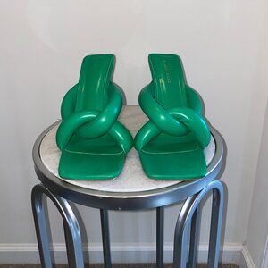 Emerald Green Knot Mule Heels